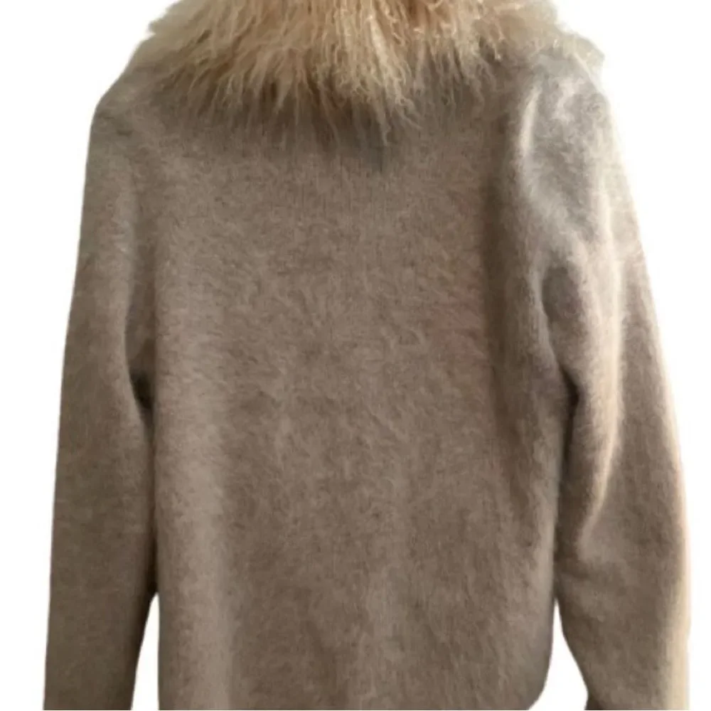Connie A Lee Cream Teddy Sweater with Faux Fur Collar
